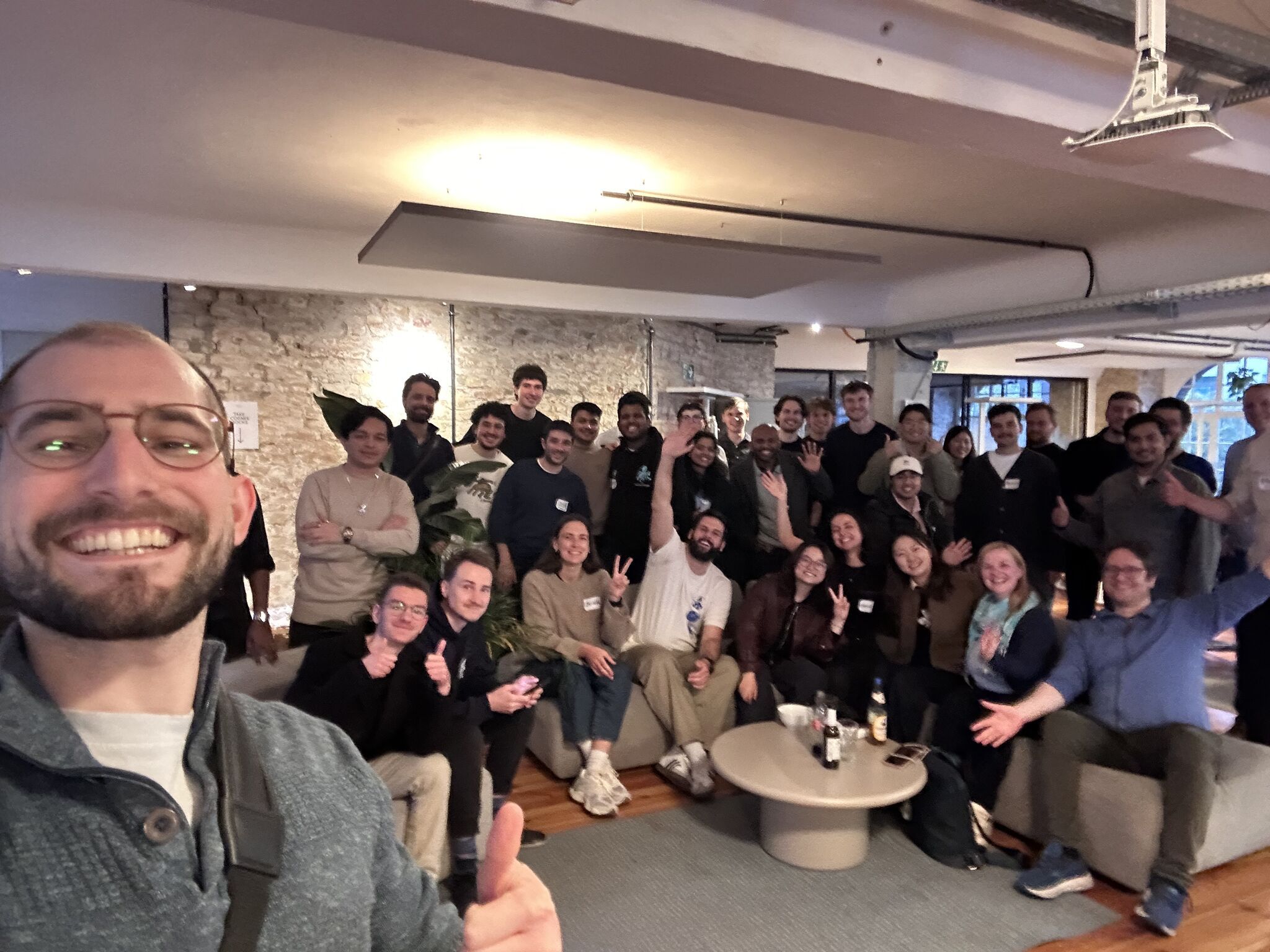 Participants in the Dify, cognee, and N26 hackathon gathered for a group photo.